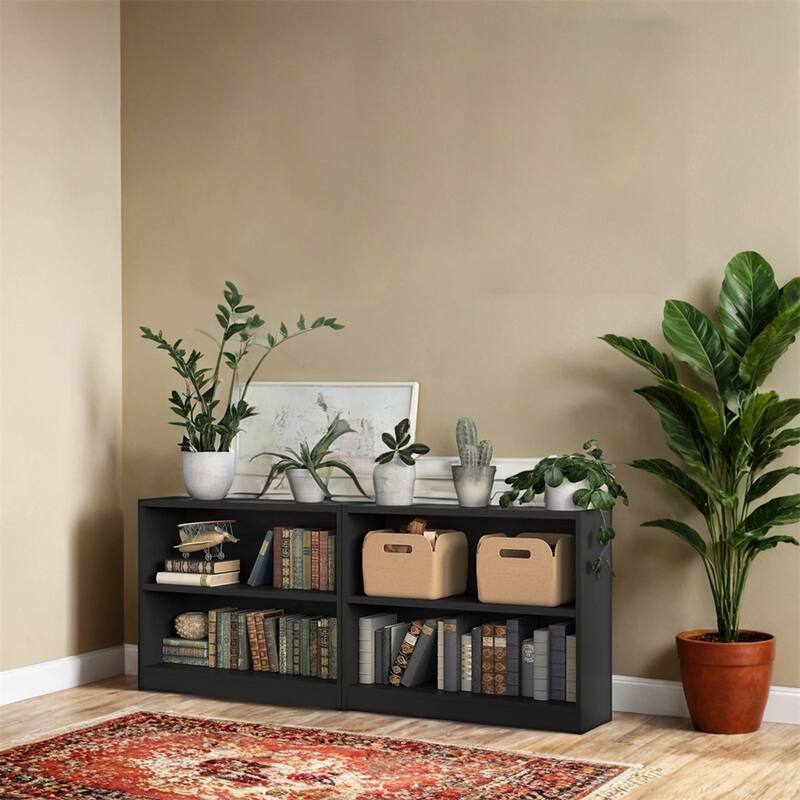 Universal Small 2 Shelf Bookcase in Black - Set of 2