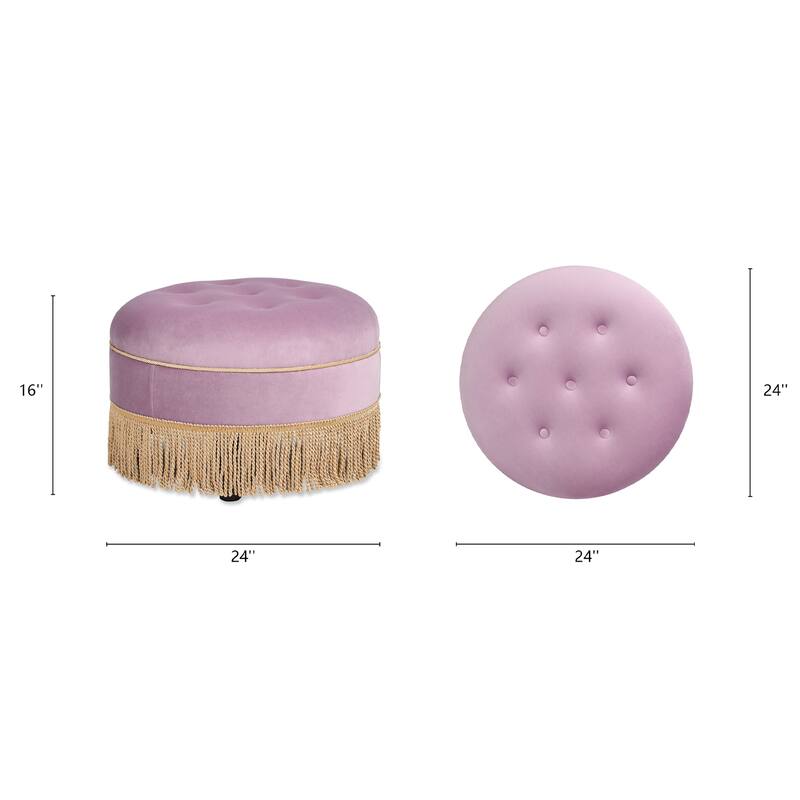 Yolanda 24" Upholstered Round Accent Ottoman