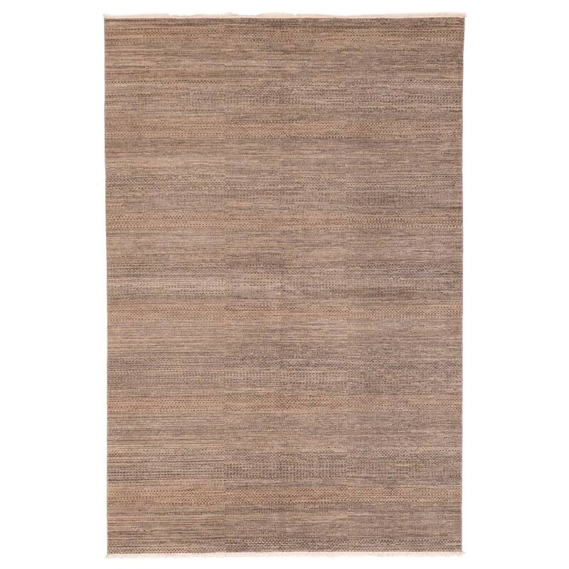 ECARPETGALLERY Hand-knotted Finest Silk Shadow Taupe Viscose, Wool Rug - 6'0 x 9'0