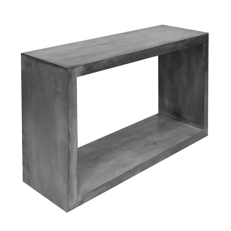 52" Cube Shape Wooden Console Table with Open Bottom Shelf, Charcoal Grey - 52" x 15" x 30"