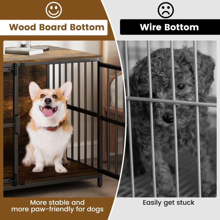 Dog Cage with Lockable Doors and Side Table Indoor Kennel Crate for Small and Medium Dogs