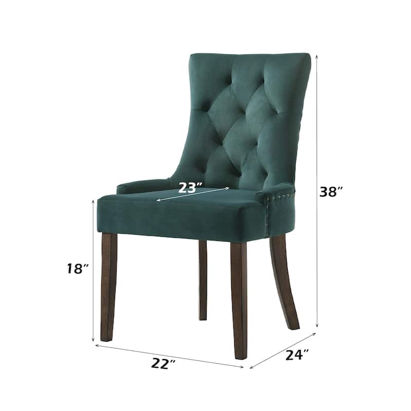 Farren Green Velvet & Weathered Oak Finish Side Chair (Set of 2)