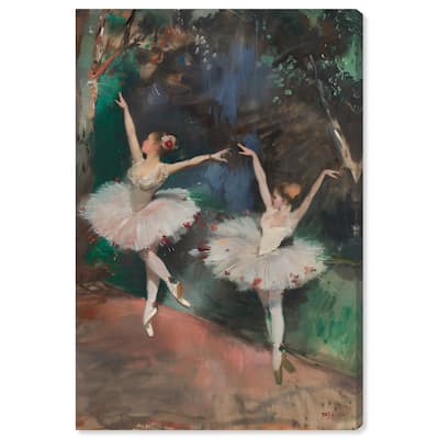Art Remedy Classical Ballerinas Gallery Wrapped Impressionism 1 Piece Canvas Wall Art /Monet And Van Gogh Inspired Art