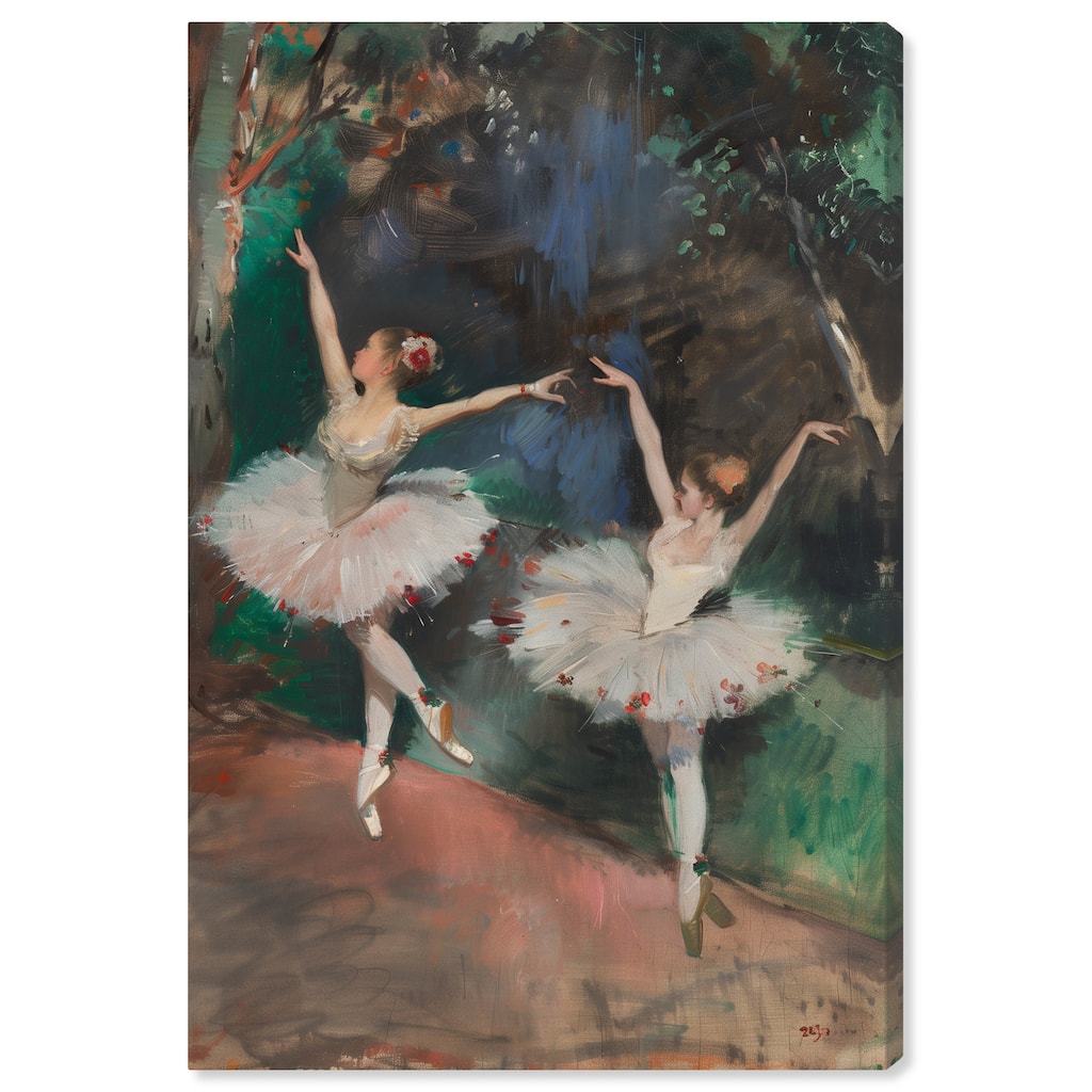 Art Remedy Classical Ballerinas Gallery Wrapped Impressionism 1 Piece Canvas Wall Art /Monet And Van Gogh Inspired Art