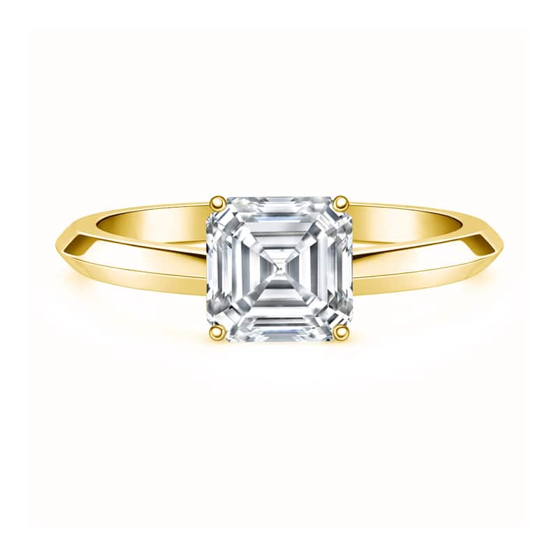 Auriya 14K Gold Knife Edge Lab Grown Asscher Diamond Engagement Ring 1.00 - 5.00ct. tw. (F-G, VS) - 2.00 carats - 7.5 - Yellow