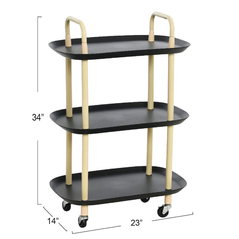 Plastic and Metal 3-Tier Trolley - N/A