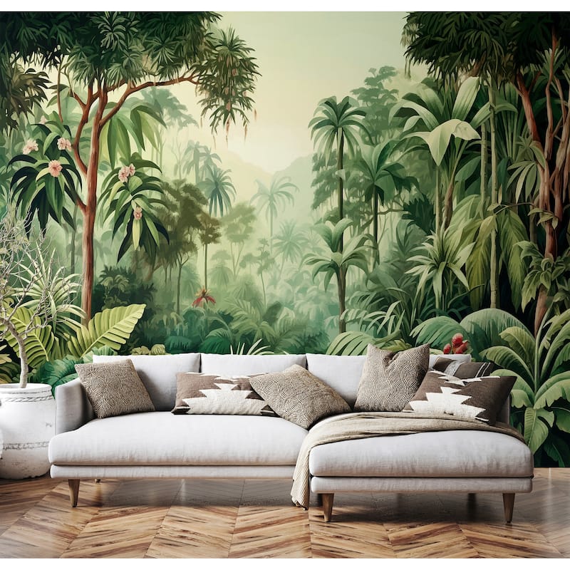 Brewster Origin Murals Jungle Trees Green Wall Mural - N/A