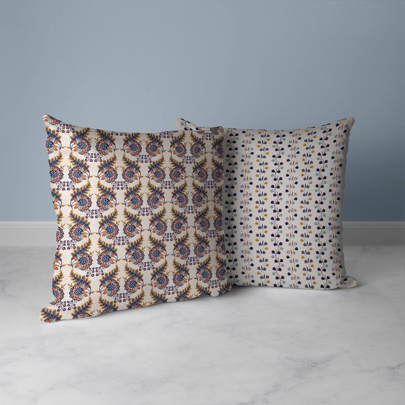 Botanical Bouquet Faux Suede Reversible Throw Pillow Orange and Gray
