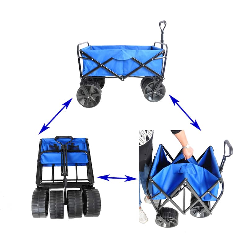 Folding Wagon Garden Shopping Beach Cart，Assembled