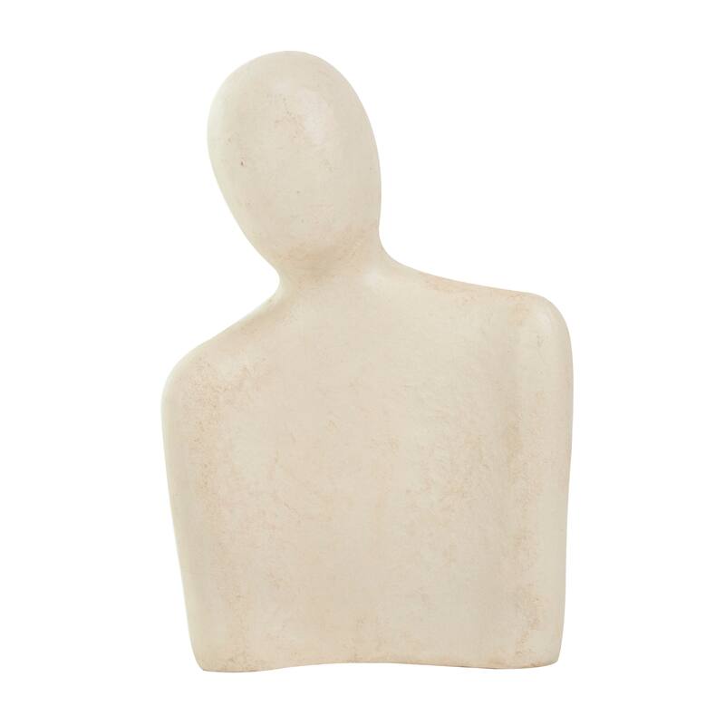 Paper Mache People Nesting Sculpture with Black Accent Piece - Set of 2 Cream - Roche River Decor - 3"W x 9"L x 12"H