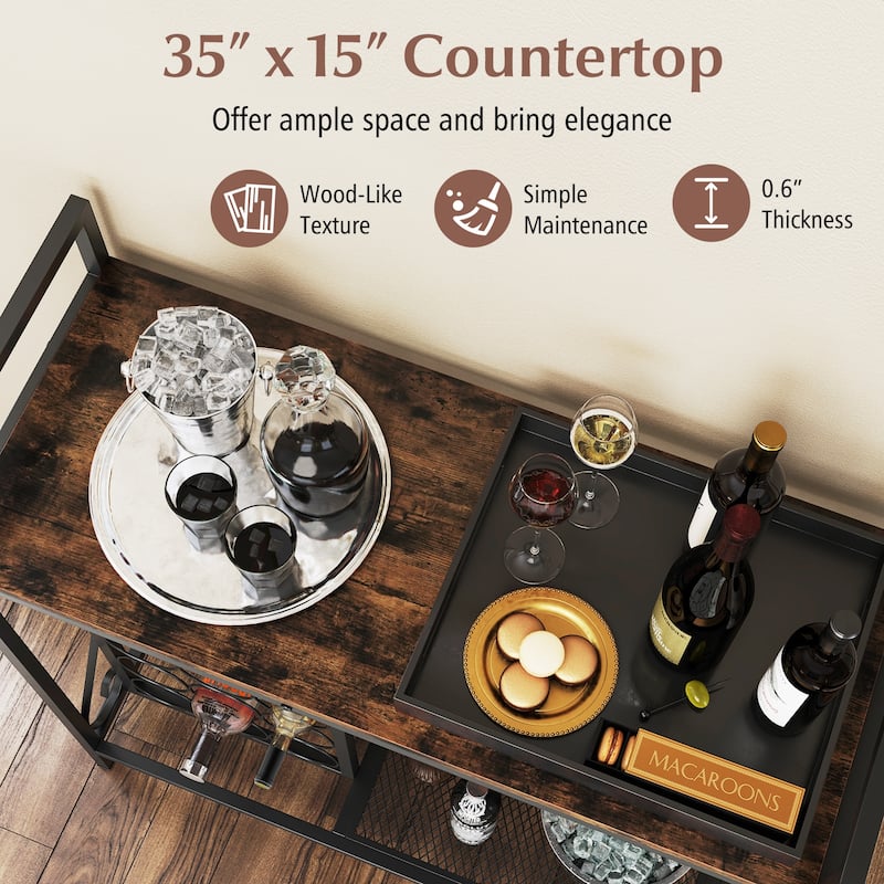 21 Bottle Wine Rack Floor Stand with Glass Holder and Storage Shelf