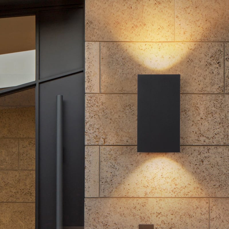 2-Light Matte Black Dimmable Outdoor LED Wall Sconce - Black