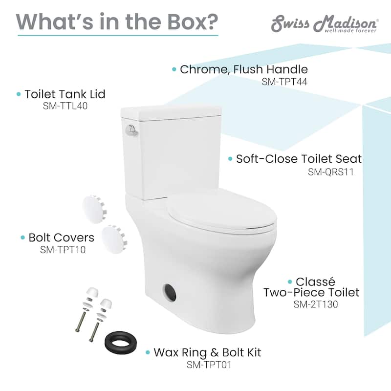 Classe Two-Piece Elongated Left Side Flush Handle Toilet