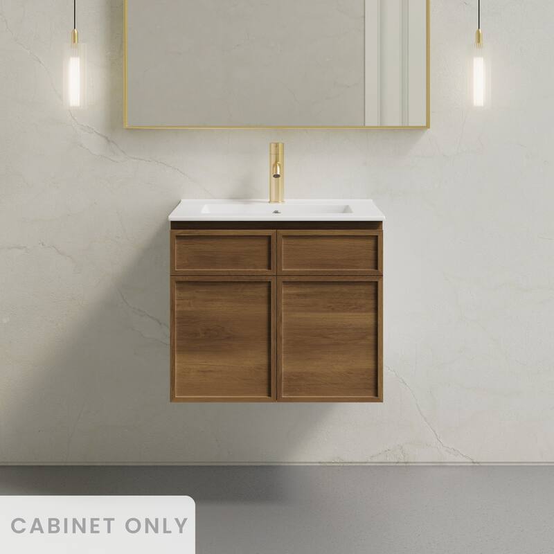 St. Tropez 24" Wall-Mounted Bathroom Vanity Cabinet Without Top In Brown Oak - 24