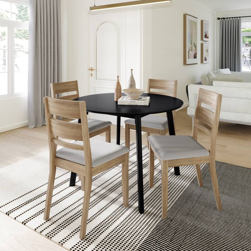 CraftPorch Elegance 4-Piece Chair and Round Table Wooden Dining Set