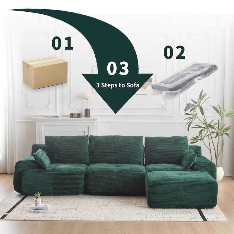 Memory Foam Compressed Sofa,Large Sectional Couches,Pet-Friendly Cloud Modular Sectional Sofa,Extra Deep Loveseat