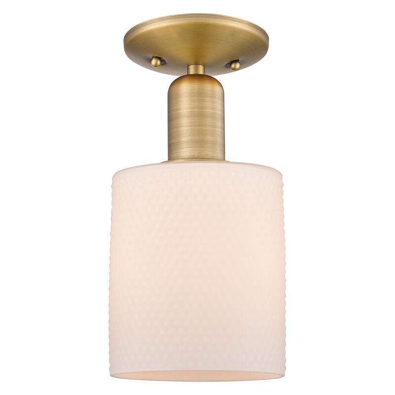 Innovations Lighting Endless Possibilities Arcadia - Cobbleskill - 1 Light 5" Semi-Flush Mount - Brushed Brass/Matte White