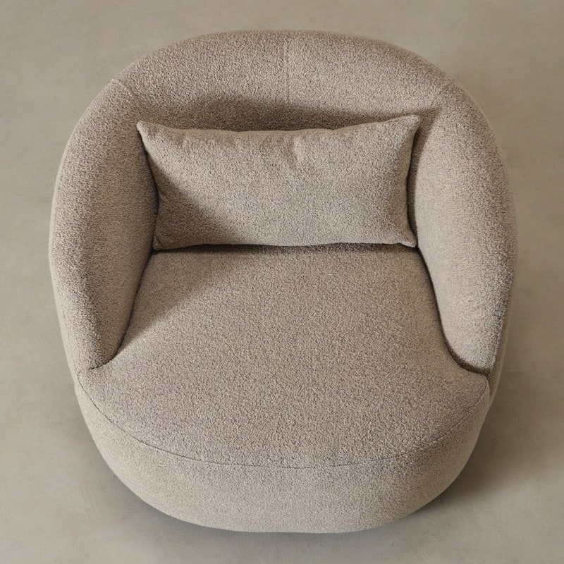 KINWELL 34" Sherpa Swivel Accent Chair Boucle Upholstered Armchair