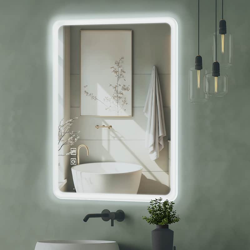 Yulika LED Bathroom Mirror 3 Colors LED Vanity Mirror with Anti-Fog and Stepless Dimmable - 24-40IN
