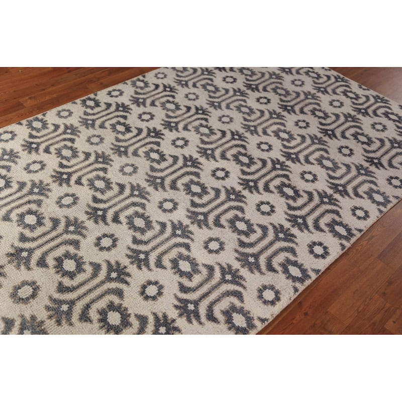 All-Over Geometric Moroccan Oriental Rug Hand-Knotted Wool Carpet - 4'1" x 7'11"