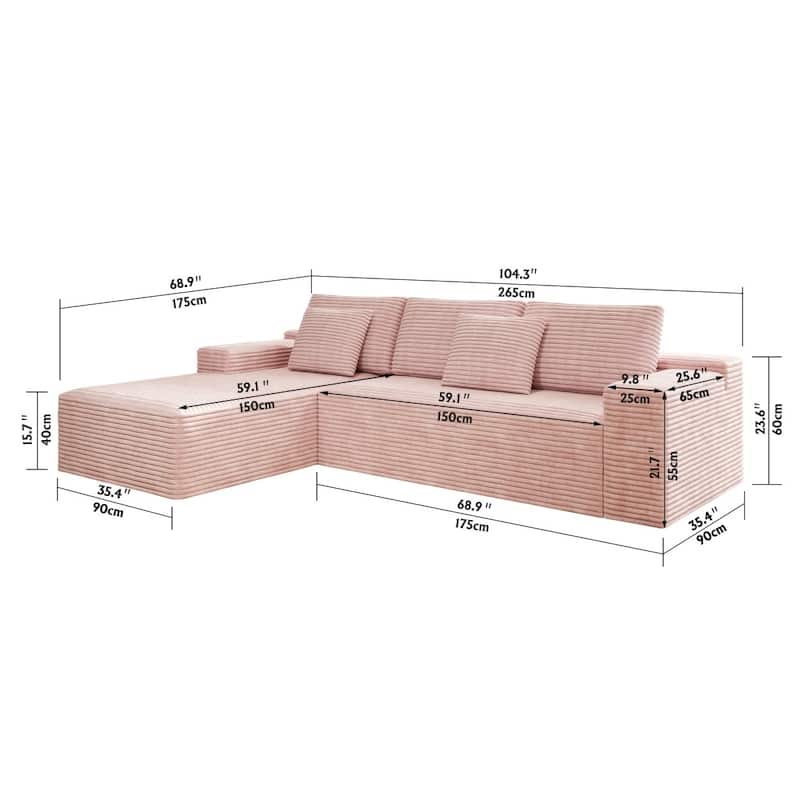 104.30" Modern Modular Sectional Sofa with Chaise for Living Room