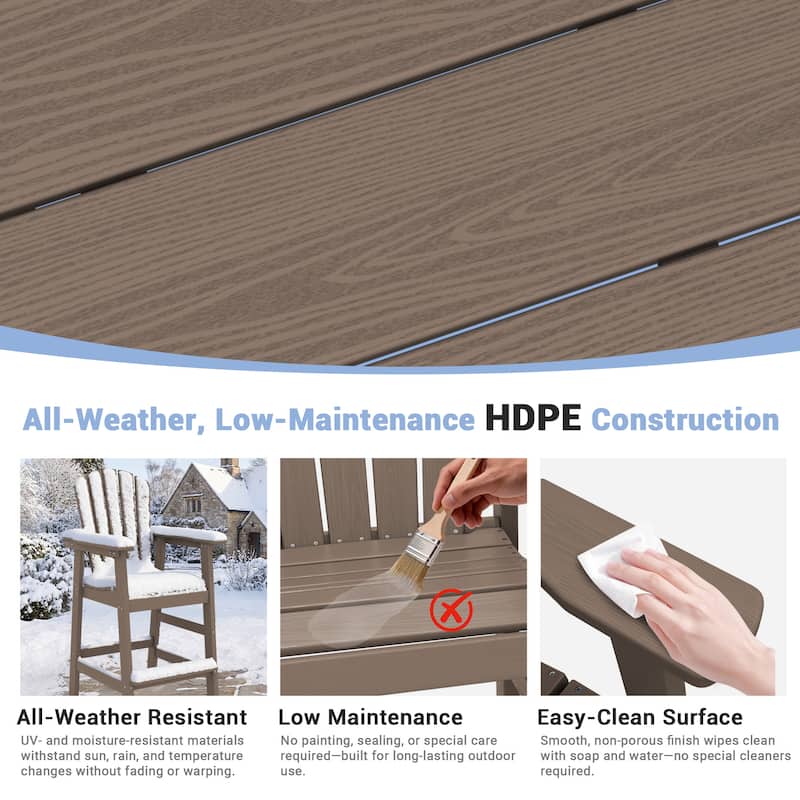 Outdoor Tall Adirondack Chair Set of 2 with Connecting Tray