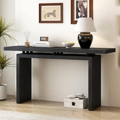Uniquely Designed Ash Veneer Console Table, Modern Hallway Tables Rectangle Sofa Table Accent Table for Living Room