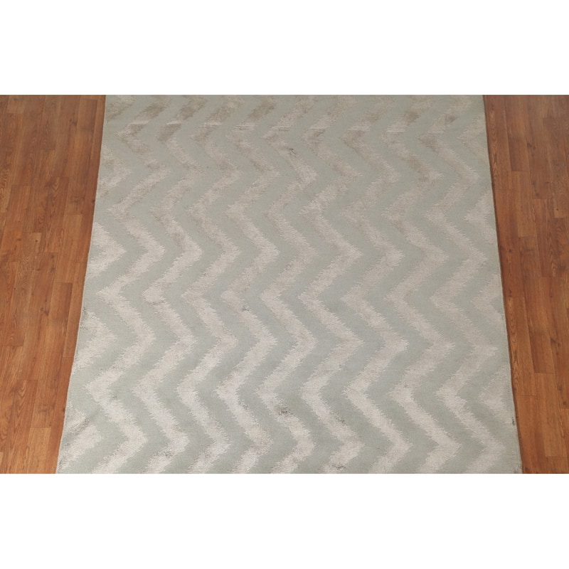 Chevron Style Nepalese Modern Area Rug Hand-Knotted Wool Carpet - 5'11" x 8'9"