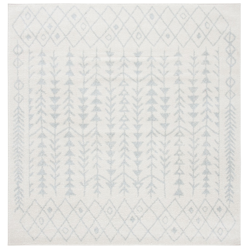 SAFAVIEH Tulum Adda Moroccan Boho Rug - 6'7" Square - Ivory/Light Grey