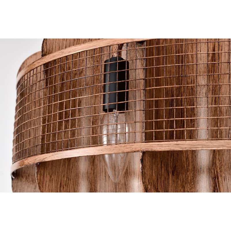 Moritz 21 Inch Imitation Wood Grain Farm House Style Fandelier - N/A
