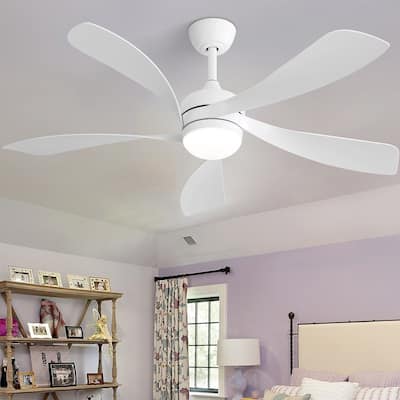 52" White Smart Ceiling Fan with LED Light, App/Remote Control, 6-Speed Reversible DC Motor