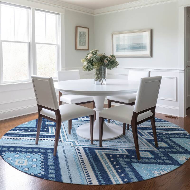 Machine Washable Indoor/ Outdoor Global Boho Chantille Rug