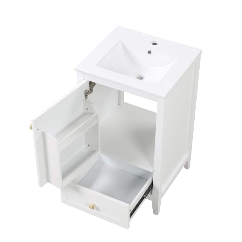 20" Bathroom Vanity with Sink, Bathroom Cabinet with Soft Closing Door, Storage Rack and A Drawer
