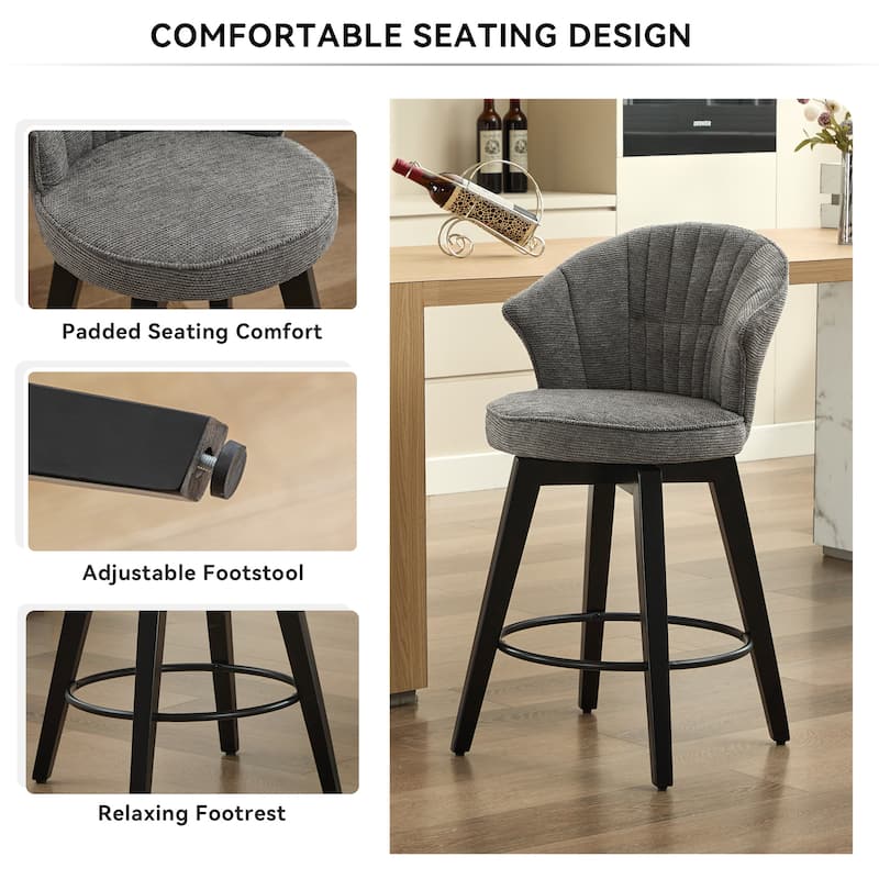 Ostweer Furniture 25" White Wing Back Swivel Bar Stools Set of 2