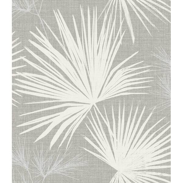 slide 2 of 7, A-Street Prints Hatteras Grey Palms Wallpaper