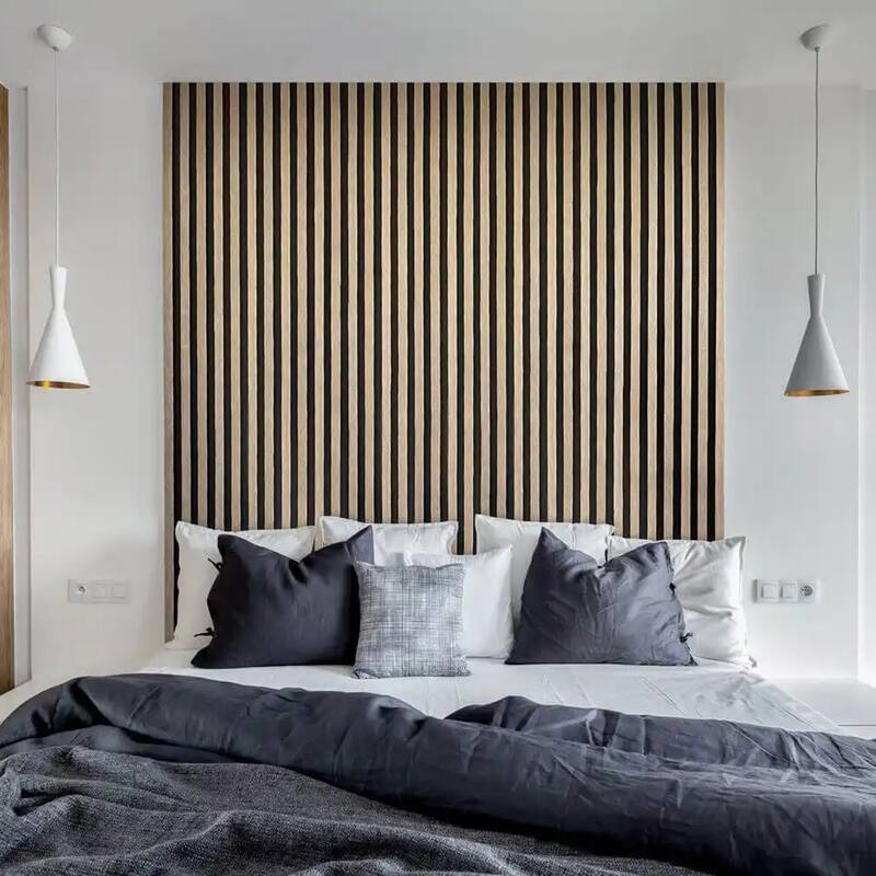 47" x 23" Modern Decor Polyester Grating Wood Acoustic Slat Panels Wall Paneling (Set of 4)