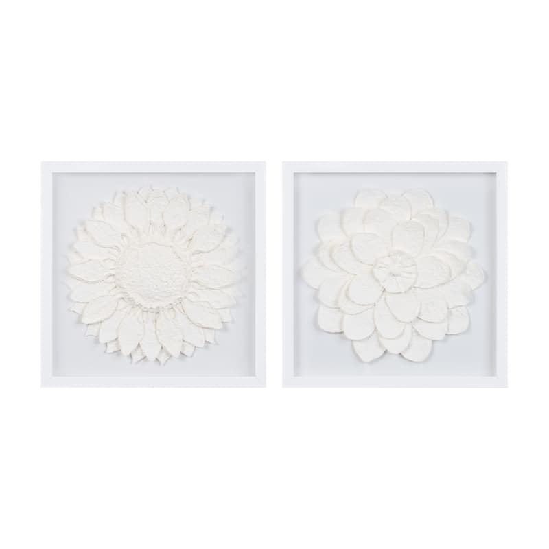Framed Floral Wall Plaque Under Glass (Set of 2)