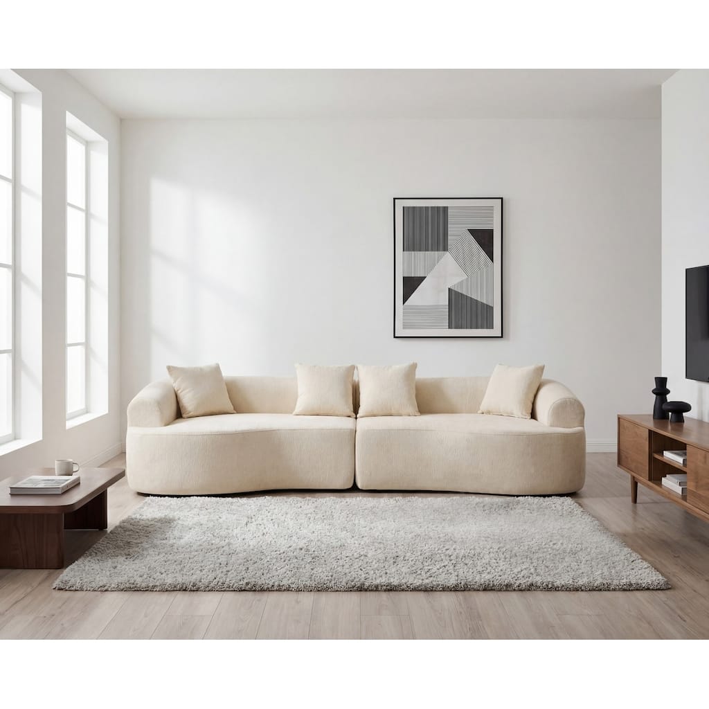 106.29" Curved Chenille Sectional Sofa, No Assembly Required