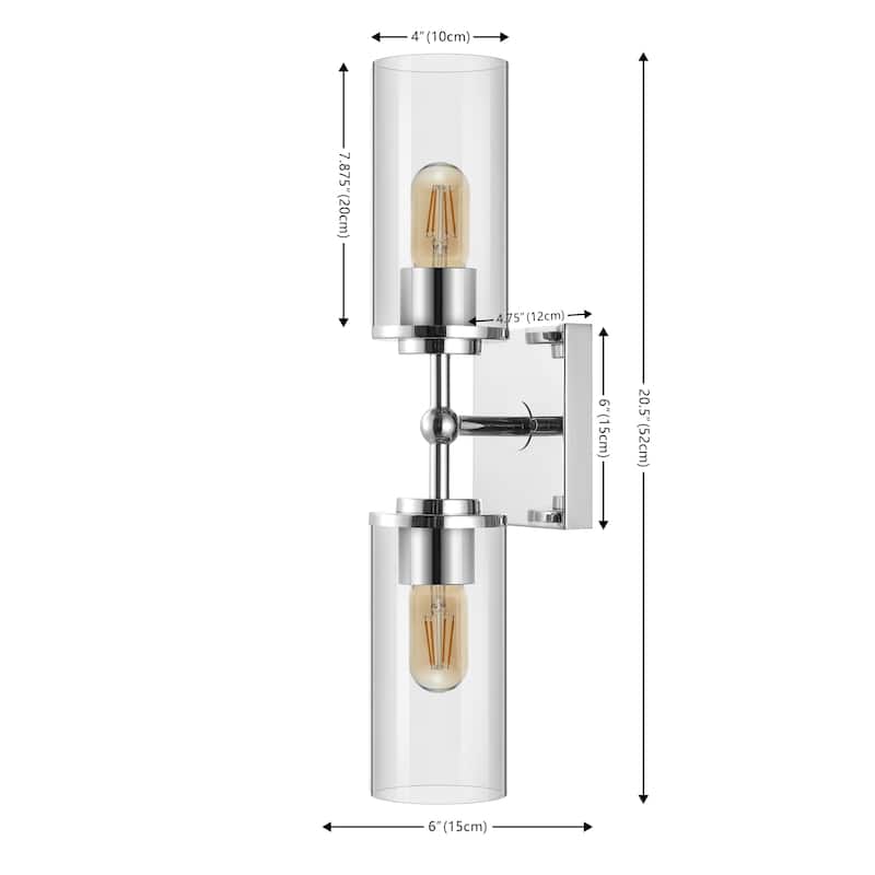 SAFAVIEH Lighting Gien 6" Modern & Contemporary Wall Sconce (2-Bulb) - 6" W x 5" D x 21" H - 6Wx5Dx21H