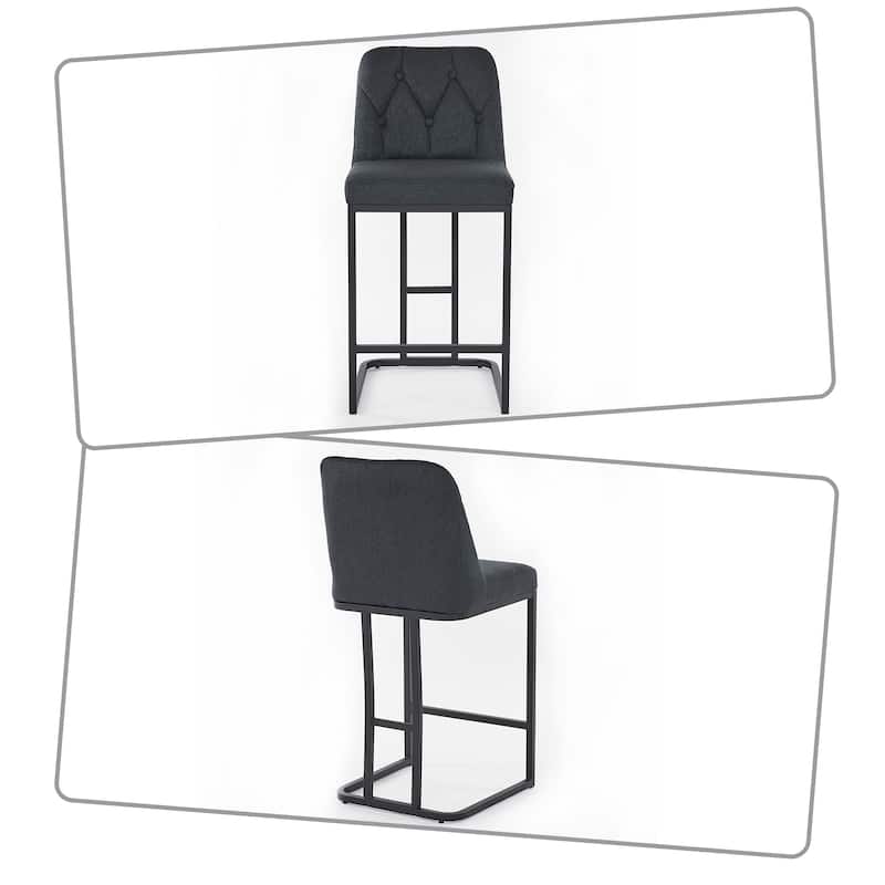 Modern minimalist bar chair set with upholstered backrest and metal legs suitable for bedroom living room kitchen bar