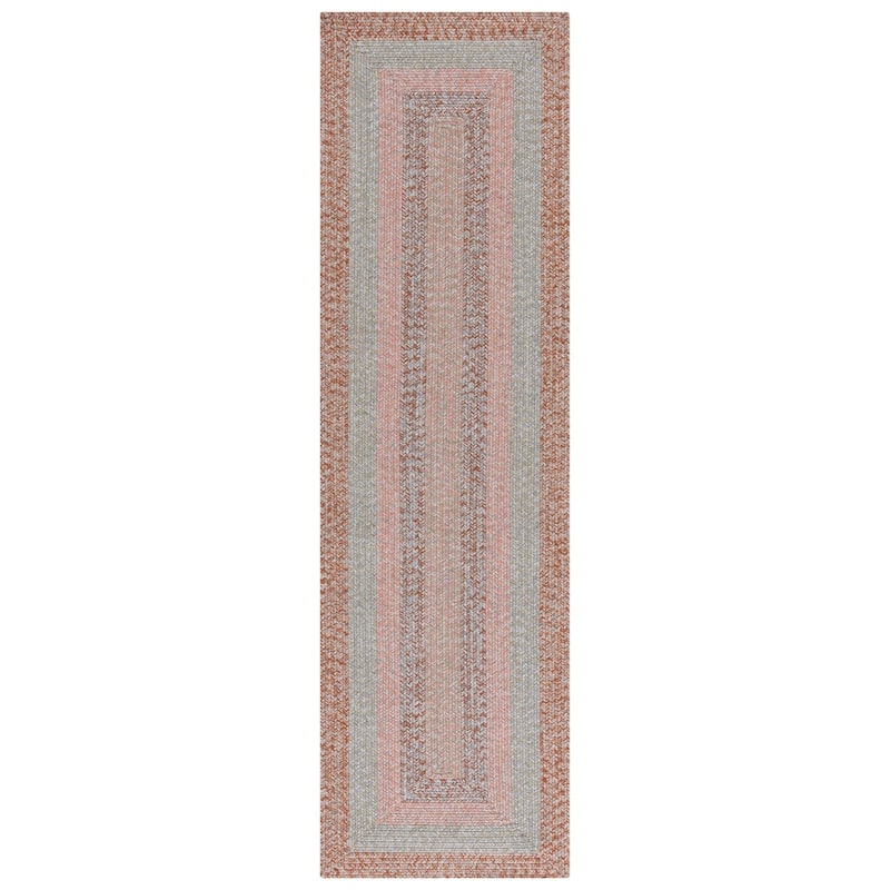 SAFAVIEH Handmade Braided Ecenur Indoor/Outdoor Machine Washable Rug - 2'3" x 8' Runner - Brown/Grey Pink