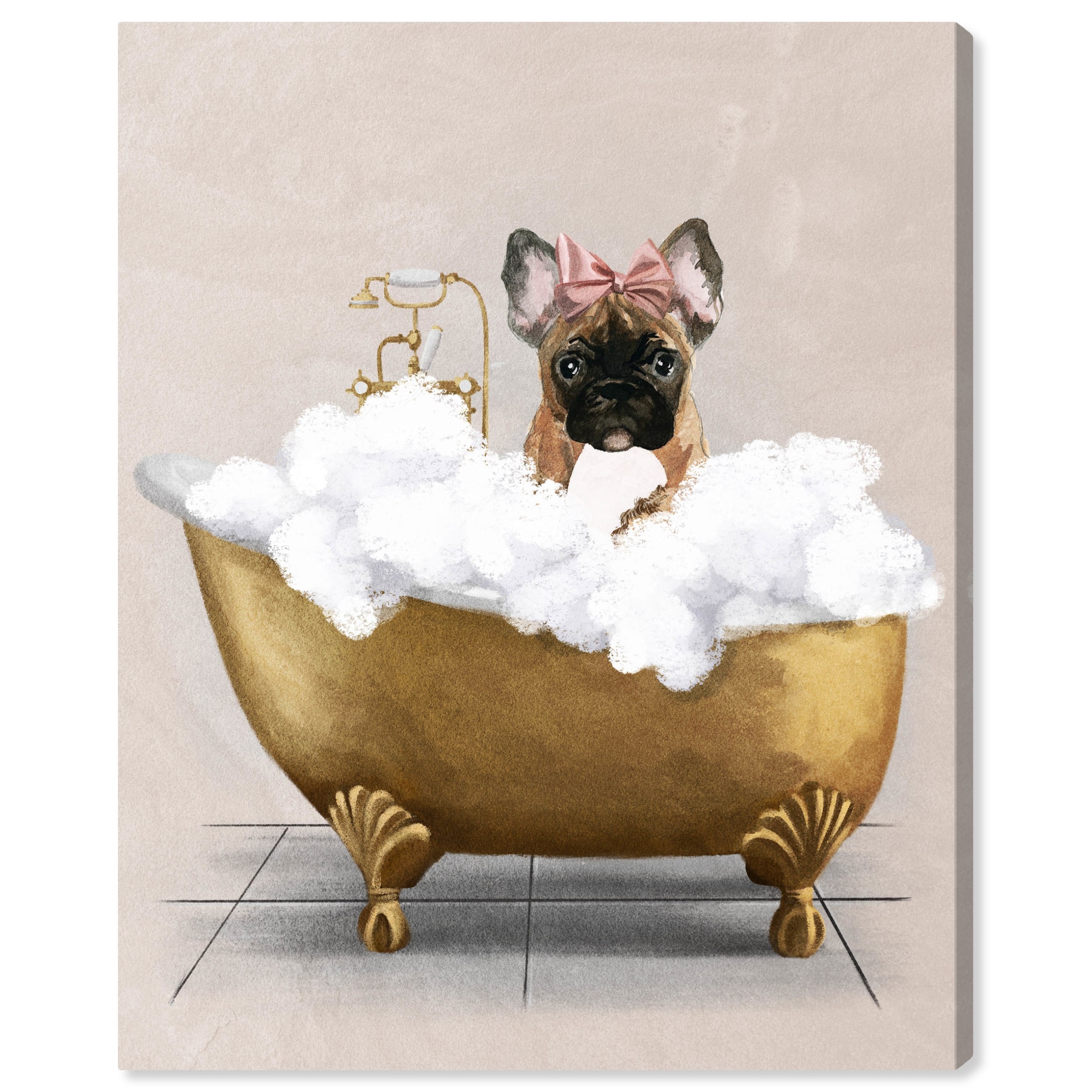Oliver Gal Bath and Laundry Bathtub Frenchie Gold and