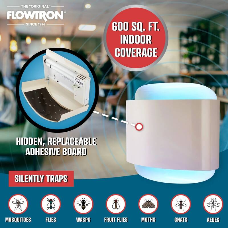Flowtron Fly Trap Indoor Wall Sconce Electric Insect Killer 40W UV Sticky Strips 600 Sq Ft Home