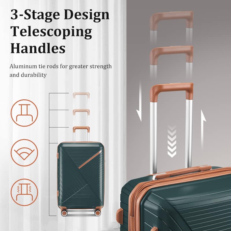 14/20/24/28 4-Piece, Modern Expandable Luggage Sets with 360 Mute Spinner Wheels and TSA Lock, for Boarding Travel, Army Green