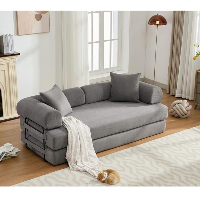 78.5" 4-in-1 Folding Convertible Out King Size Sleeper Sofa Bed