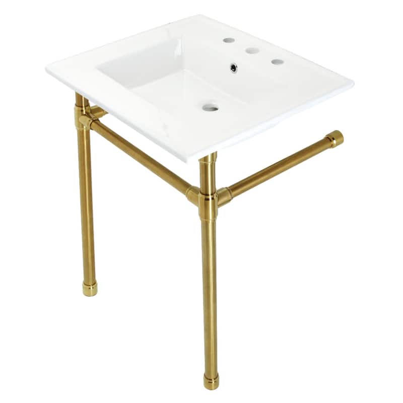 Kingston Brass Dreyfuss 25" Wide Console Sink Set - White / Brushed Brass