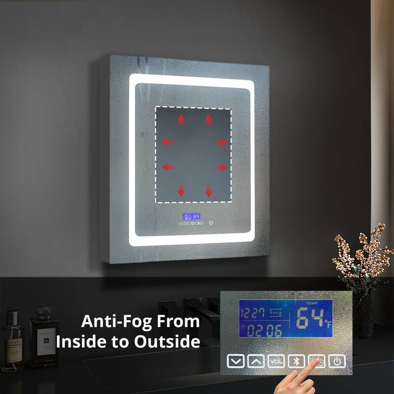Bracciano 30" Surface-Mount LED Mirror Medicine Cabinet with Defogger