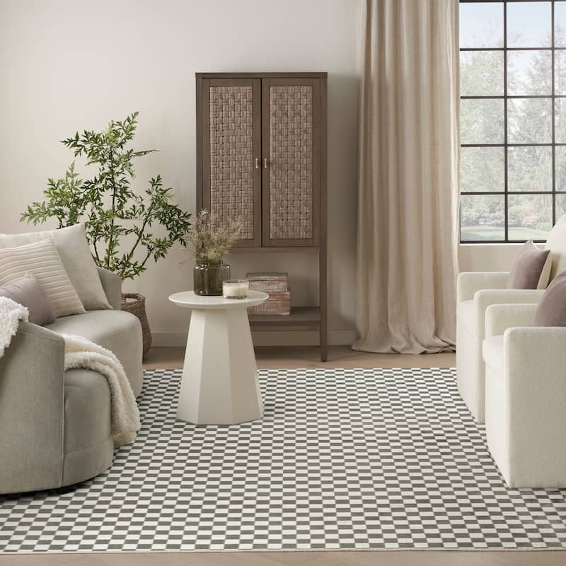 Nourison Serenity Home Indoor only Geometric Area Rug - 7' 10" x 9' 10" - Ivory/Grey