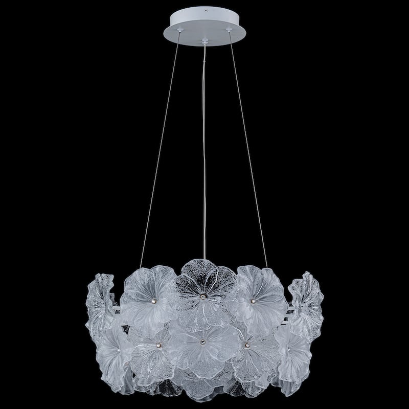 Modern LED Chandelier Clear & Frosted Glass Floral Petals Dimmable