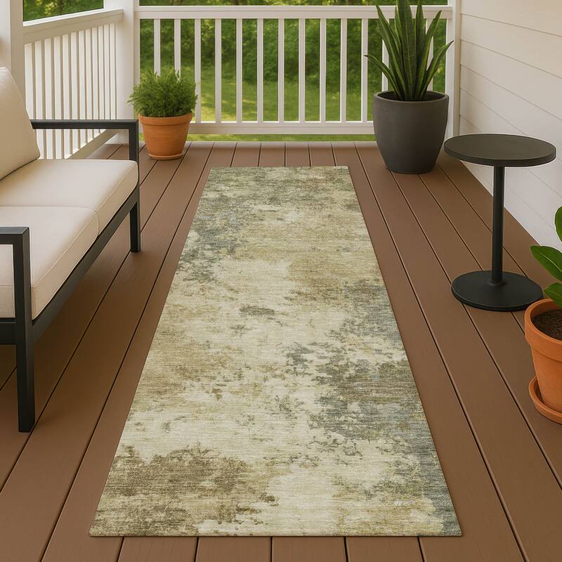 Machine Washable Indoor/ Outdoor Casual Contemporary Chantille Rug - Wheat - 2'3" x 7'6"